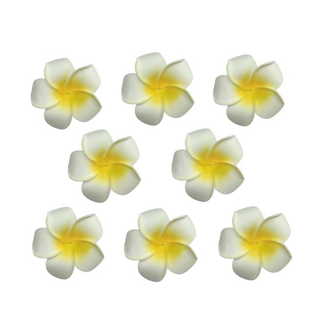 CHUANGOU Hawaii Haarspangen Artificial Frangipani Flower Foam Haarnadeln, Hawaiian Flower Hair Clips, for Girls Women Party Beach Wedding 7cm Diameter(White)