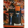 razor, razor blade, and shaving cream holder