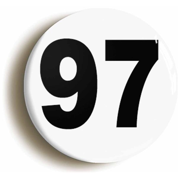 Ozorath Plain Number 97 Ninety Seven Button Badge (1inch / 25mm Diameter)