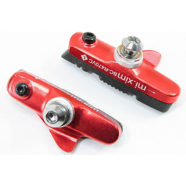 mi.Xim Lightweight Shimano Slam Compatible Road Caliper Brake Pads Brake Pads Brake Shoe Aluminum Housing (Red)