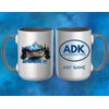 PERSONALIZED ADK MOUNTAINS WITH CANOE COLOR SPLASH 15oz Coffee Mug