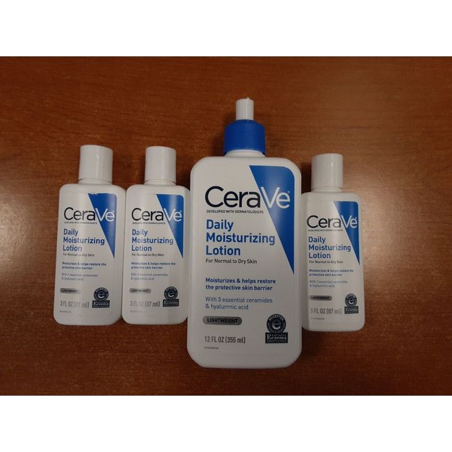 4 Pk: CeraVe Daily Moisturizing Lotions 1-12 oz. & 3-3oz.  -  E5C