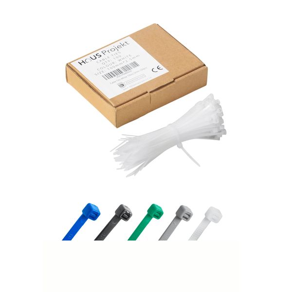 Haus Projekt White 100x2.5mm Small Cable Ties, 100pcs Premium Industrial Multi-Purpose Plastic Small Zip Tie Wraps, Indoor and Outdoor Use, Cable Management, Wires, Office, Garden, Christmas Zip Ties