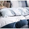 Duvet Cover Set, 600 Thread Count Cotton White and Navy Striped Patchwork Comforter Cover Set Reversible Quilt Cover (King, Greekn-Lump)