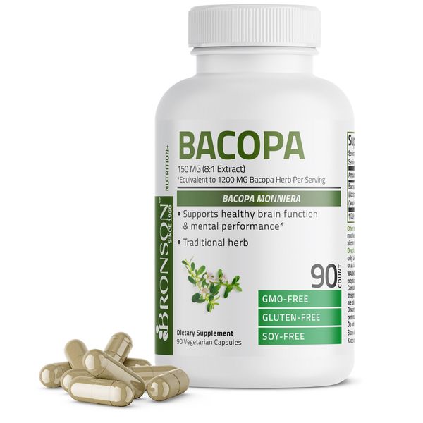 Bronson Bacopa Brain Support Non-GMO, 90 Vegetarian Capsules
