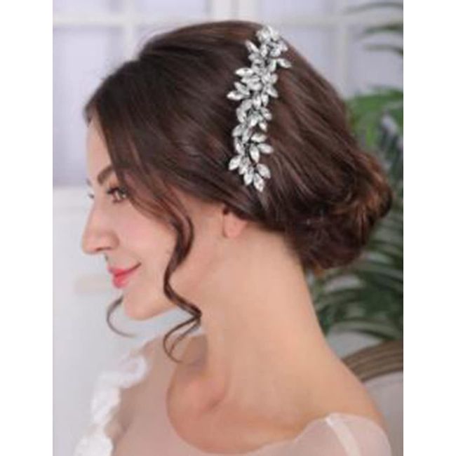 Chargances Bride Silver Crystal Hair Comb Wedding Rhinestone Comb Fashion Handmade Hair Accessory Dainty Head Piece for Women Bridesmaid Girls (Silver)