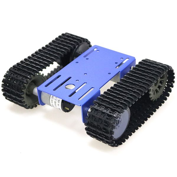 DIY Tracked Robot Chassis Smart Tank Car Chassis Kit with 2pcs Motor, Caterpillar Moving Robotic Tank Platform with Plastic Tracks for Arduino Raspberry Pie Microbit Python Steam (Blue)