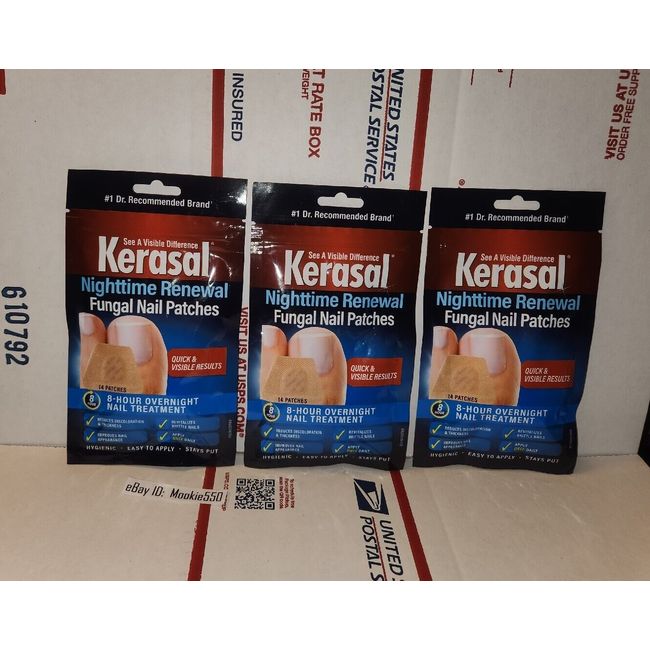 3 Pack Lot (3x14) KERASAL Fungal Nail Patches Nighttime Renewal 8-Hour 42ct