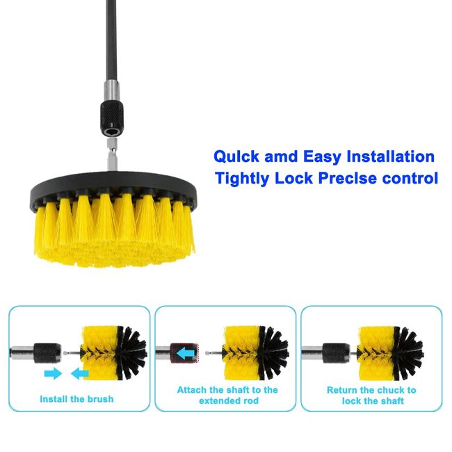 Car Wash Scrub Brush Drill Attachment Kit Cleaning Brushes Easy