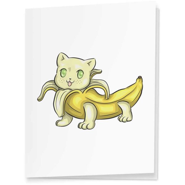 4 x 'Banana Cat' Gift Tags/Labels (GI00036676)