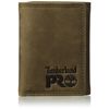Timberland PRO Men's Leather Trifold Wallet with ID Window, Dark Brown/Pullman