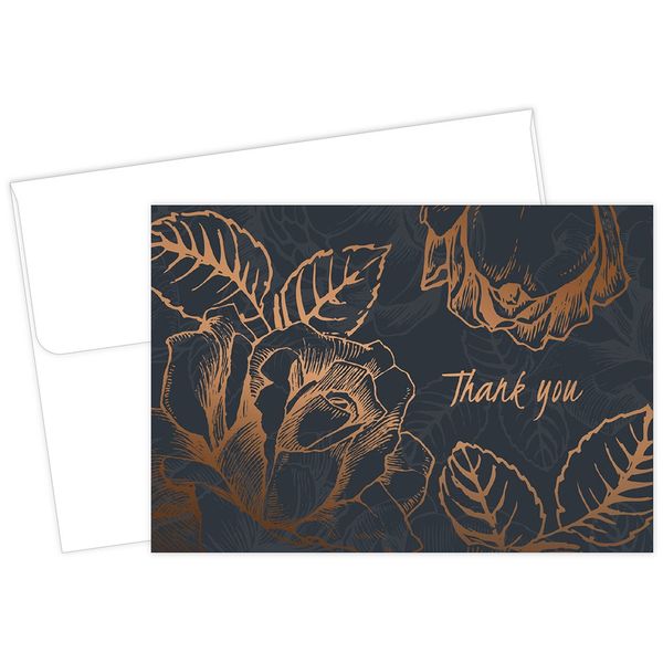 Great Papers! Copper Flower Foil Thank You Note Card, 50 count, 4.875" x 3.375" (2015126)