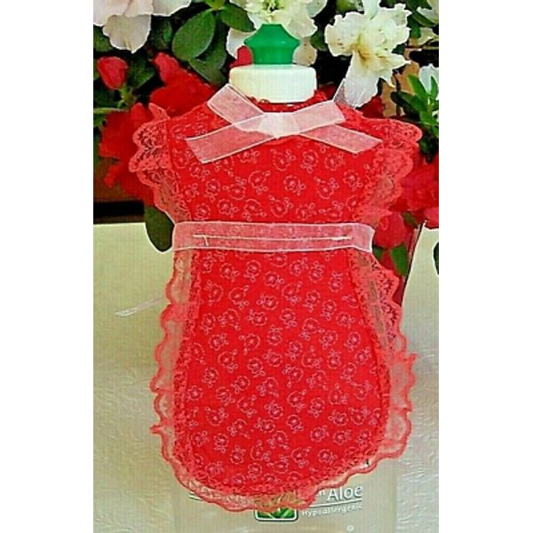 Salmon Colored Floral Apron Cover-up Pancake Syrup Catsup Dish Soap Bottle Gift