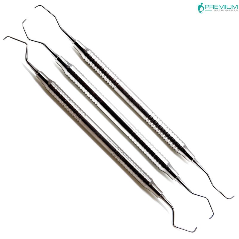 3 Pcs Gracey 1/2, 7/8, 9/10 Periodontal Set Dental Surgical Curettes ...