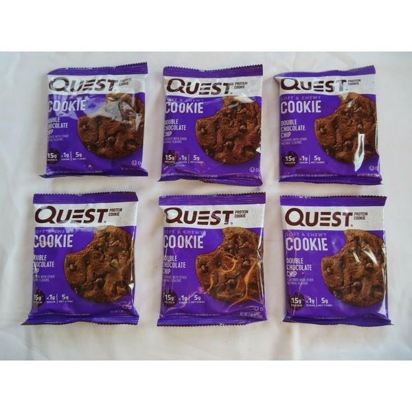 (6) Quest Soft & Chewy Cookie Double Chocolate Chip 2.08 Oz Each *D