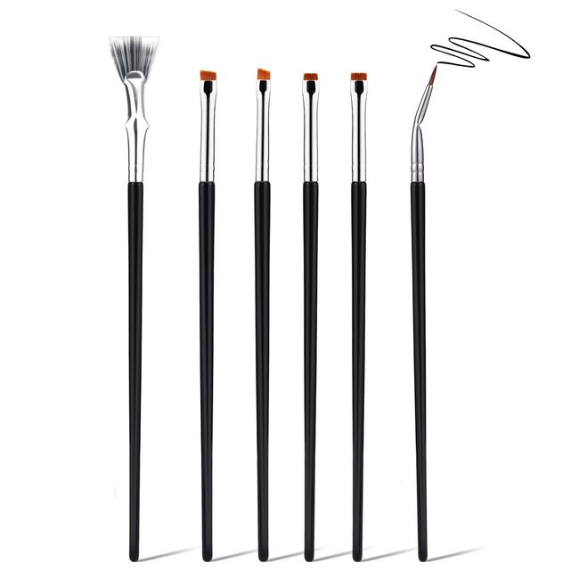 6pcs Mascara Fan Brush Set, Fan Shaped Eyelash Brush Angled Eyelash Brush 120° Angle Eyeliner Brush Eyebrow Brush Makeup Tools