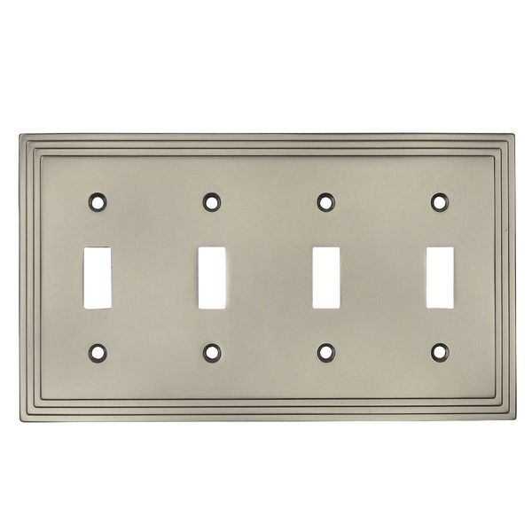 Cosmas 25045-SN Satin Nickel Quadruple Toggle Switchplate Wall Switch Plate Cover