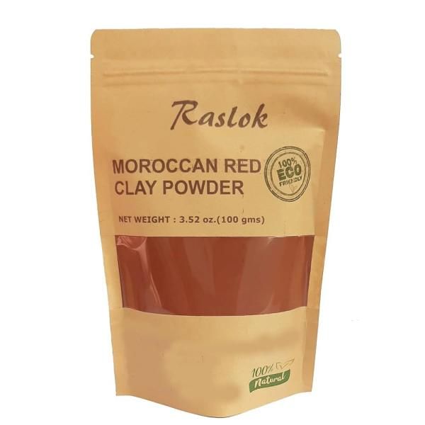 Raslok Moroccan Clay Powder 100g 3.52oz Ultrafine Powder for Mask Scrub Soap Bath Bombs and Body Wraps No Additives No Impurities (1 Pack) Red