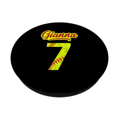 Gianna Softball No #7 Jersey Number 7 Catcher & Pitcher PopSockets Grip and Stand for Phones and Tablets