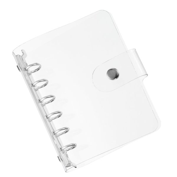 PATIKIL A7 Clear Binder Cover, Soft PVC Loose Leaf Binder Protector Refillable Notebook Shell with Snap Button Closure 6 Ring for DIY Meeting Notebook Folder, Silver Tone