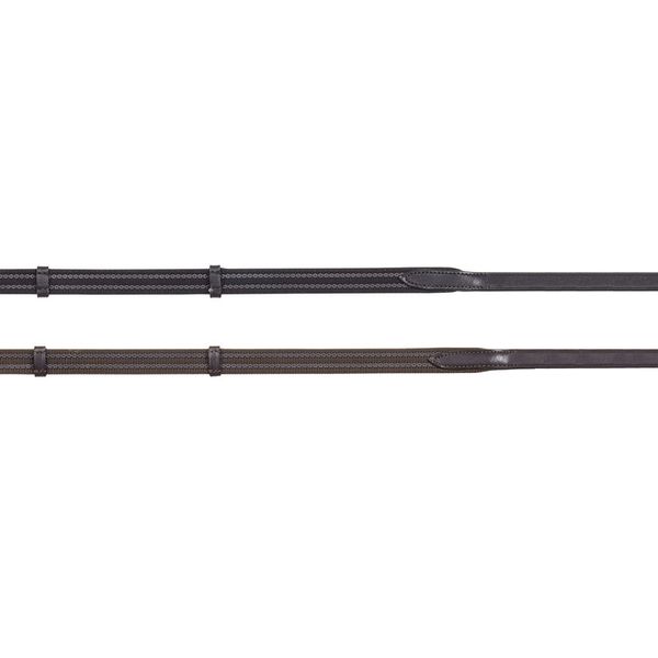 Camelot Rubberized Reins with Stops - Black