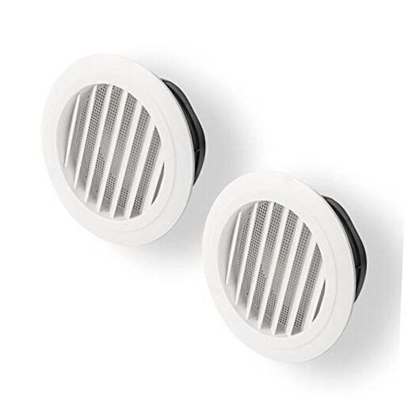 JANNO 2PACK 6Inch Air Vent Louver, ABS Round Air Vent Grille Cover, White