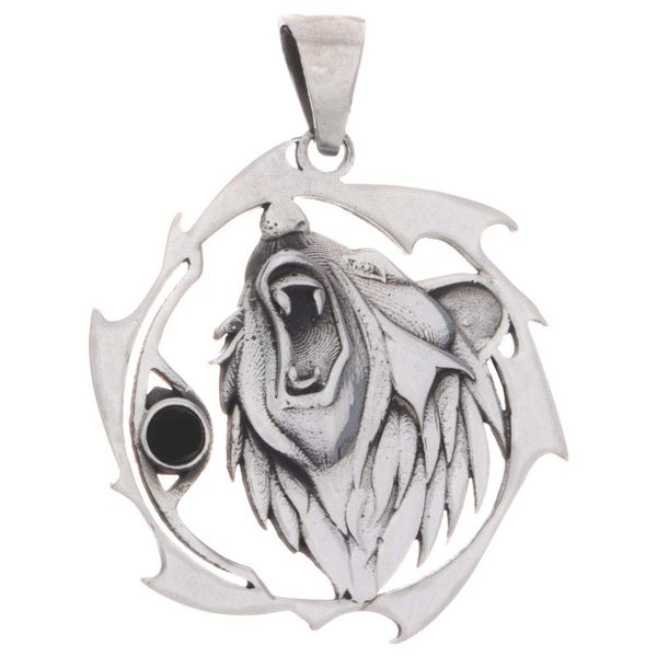Bear Sacred Animal Pendant w/Assorted Stone