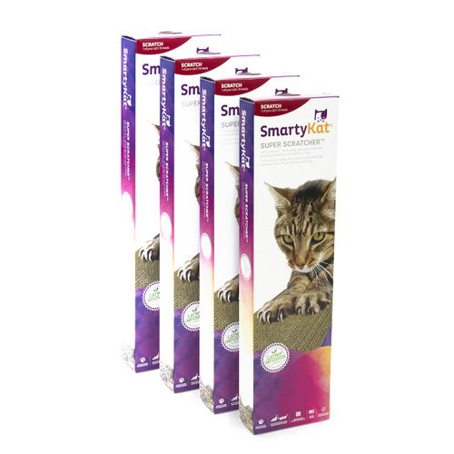 SmartyKat (4 Count) Super Scratcher Corrugated Cat Scratcher, Catnip Infusion Technology - Brown, Single Wide (Old Pkg), 4 Count