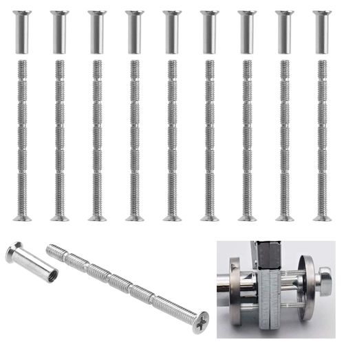 Cot screws and bolts, chrome screws, long socket screws, door handle fixing screws, Nickel Plated m4 screws for interior and exterior furniture decoration Fixed（10）, silver, 6 * 0.7 * 0.3cm
