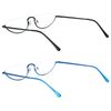 KoKoBin 2 Pack Reading Glasses Unisex Half Moon Half Frame Metal Spring Hinge Slim Reader (Black Blue, 3.5, Dioptres)