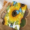 Walmsco Tablecloth Yellow Sunflower Blue Butterfly Decor For Dining Room Kitchen Rectangular Table Cover 132 * 178cm