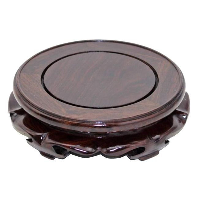 Wooden Flower Base, Round Wooden Base, Lotus Base, Buddha Statue Base, Decorative Shelf Display Stand, Bonsai Base, Black Catalopa, Natural Ebony Style (Size 6 - 4.3 x 1.4 inches (6 - 11.1 x 3.5 cm)