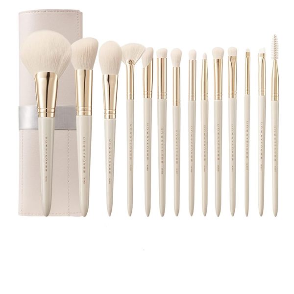 RIJAHO Makeup brush gift set: 14 piece professional makeup brush advanced synthetic kabuki brush set foundation make-up powder blusher eye shadow concealer high gloss brush mixed makeup brush set