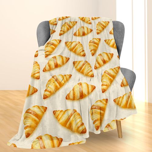 Ti Caldi Tasty Croissant Blanket, Soft Flannel Throw Blanket for Couch, Bed, Travel, Living Room & Home Decor, Cozy Lightweight Fuzzy Warm Blankets for Adults Women Men 60×50 in