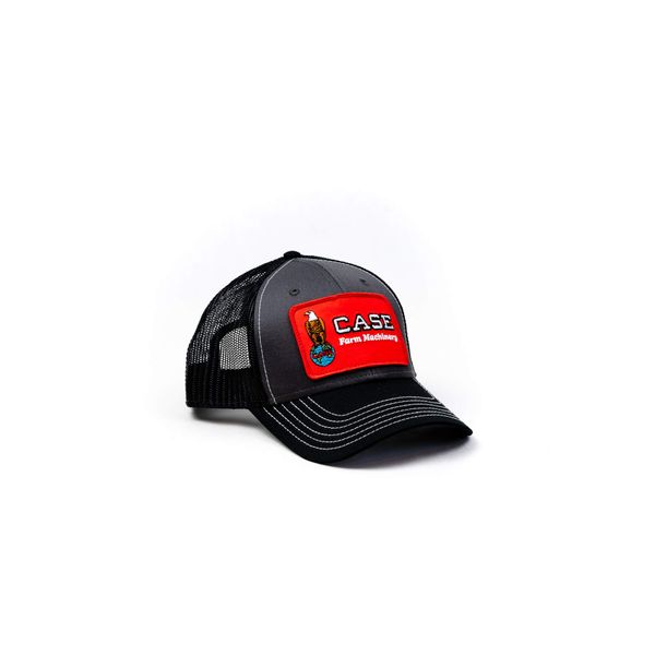 Case Tractor Hat, Gray and Black Mesh, Farm Machinery Eagle Logo