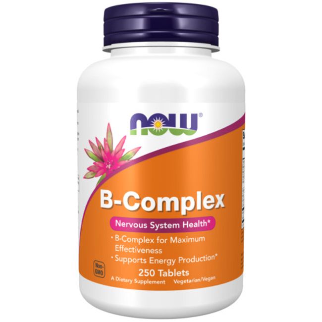 Now Foods B-Complex, B1, B2, B3, B6, B12 - 250 Tablets - Non GMO - FRESH