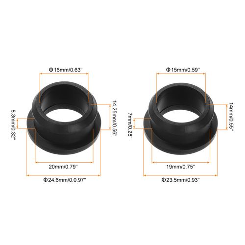 MECCANIXITY 4 Set Snap Rubber Grommet Hole Plug Mount Dia 19mm/20mm ID 15mm/16mm Seal Anti-Scratch for Electrical Box Cable Pipe Black