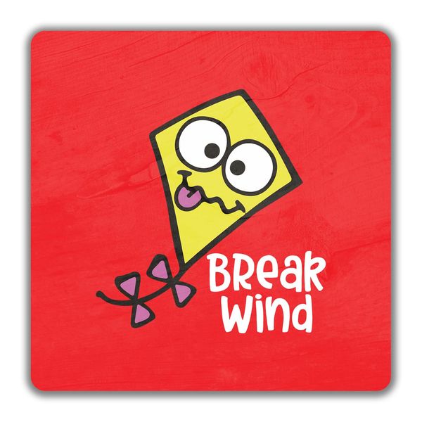 Shopagift Funny Break Wind 2 Pack Coasters Kite Flying Fun - 9cm x 9cm