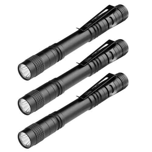 hoeslaw 5.1" Mini Pocket Flashlight, Small LED Pen Light with Clip, 500 Lumen Torch White Light Powered by AAA Battery, Portable Versatile for Inspection Medical Repair Camping Outdoor Emergency