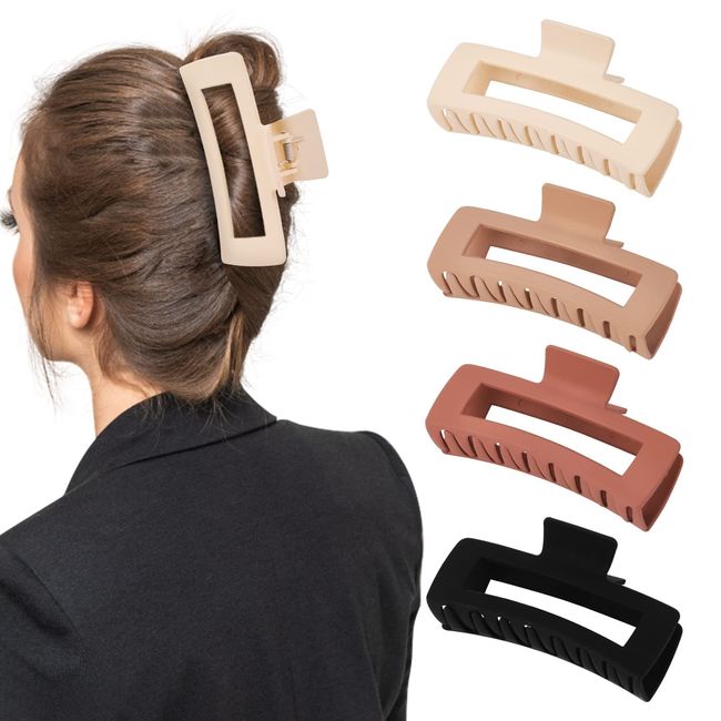 4 Pack 5 Inch Extra Large Claw Clips for Thick Hair, Matte Non-slip Big Claw Clips for Long Thick Curly Hair, Jumbo Claw Clip XL Claw Clips Hair Accessories for Women and Girls