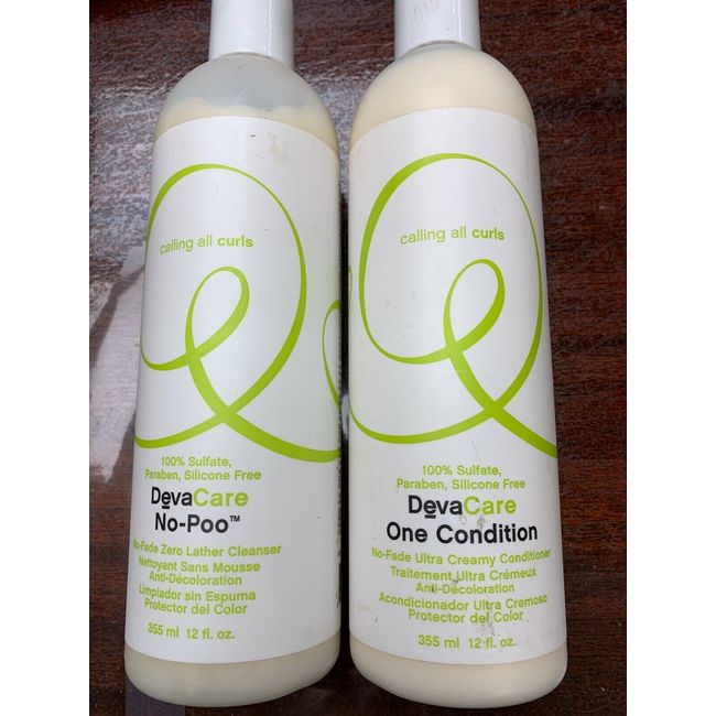 DevaCare No Poo 12oz and One Conditioner 12oz TWO BOTTLES