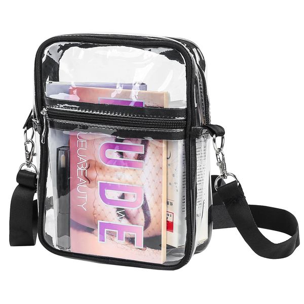 Zxglxinyao Clear Bag Stadium Approved, Clear Purse Bag, Clear Crossbody Purse Bag, PVC Clear Concert Bag with Adjustable Shoulder Strap, Clear Stadium Bags for Women, Concerts, Sports, Festivals