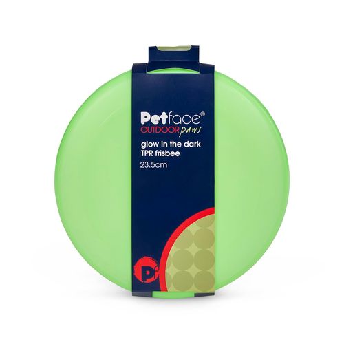 Petface Outdoor Paws Glow In The Dark Frisbee Dog Toy, 23.5 cm (Pack of 1)