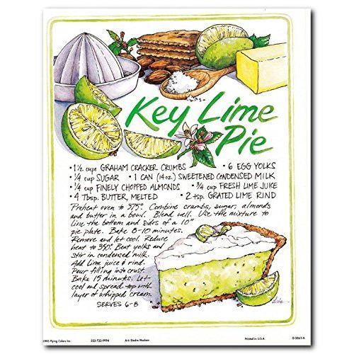 Wall Decor Homemade Key Lime Pie Recipe Kitchen Art Print Poster (8x10)