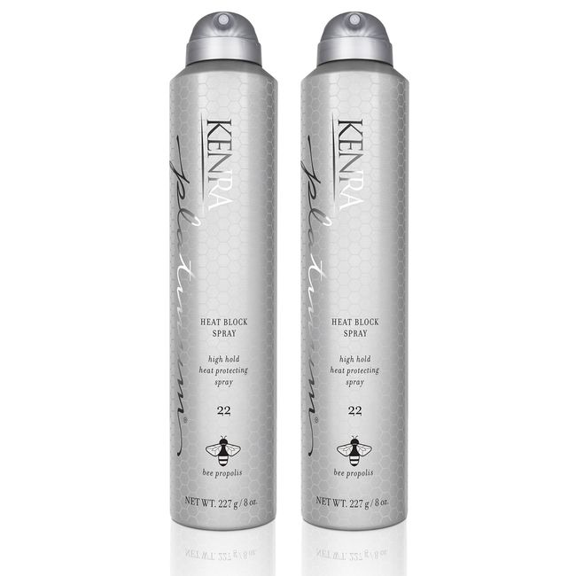 Kenra Platinum Heat Block Spray 22 | Heat Protecting Hairspray | High Hold For Ultimate Style Longevity | Clean Release From Hot Tools | All Hair Types | 8 oz. (2-Pack)