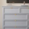 RZDEAL Solid Brass Edge Pulls for Cabinets Brushed Gold Leaf Knobs and Pulls for Dresser Drawers (2, Overall Length:2-3/8"(60mm))