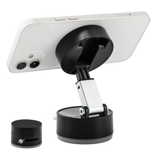 Ranjaner Vacuum Magnetic Phone Holder, Foldable Suction Cup Phone Mount for Car, Adjustable Magnetic Smartphones Holder for Smooth Surfaces Shower, Car, Mirror(Color:Black)