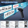 2D Bluetooth Wireless Barcode Scanner Handheld Cordless USB QR Code Reader Blue