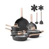 VEVOR 17 Piece Pots and Pans Set Granite Nonstick Kitchen Cookware Induction