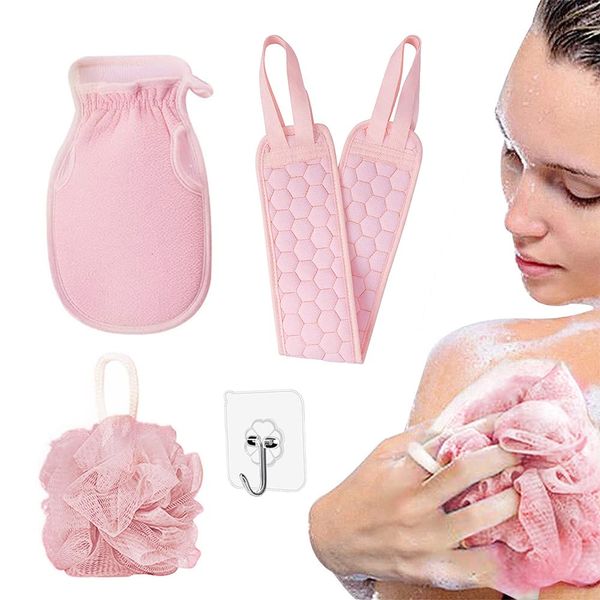 Yuka Washing, Rubber Back Scrub, Mud Gloves, Avalanched, Double-sided Use, Strong Rubbing, Unisex, Transparent Hanging Hook, Bath Goods, Includes 1 Hook (Pink)